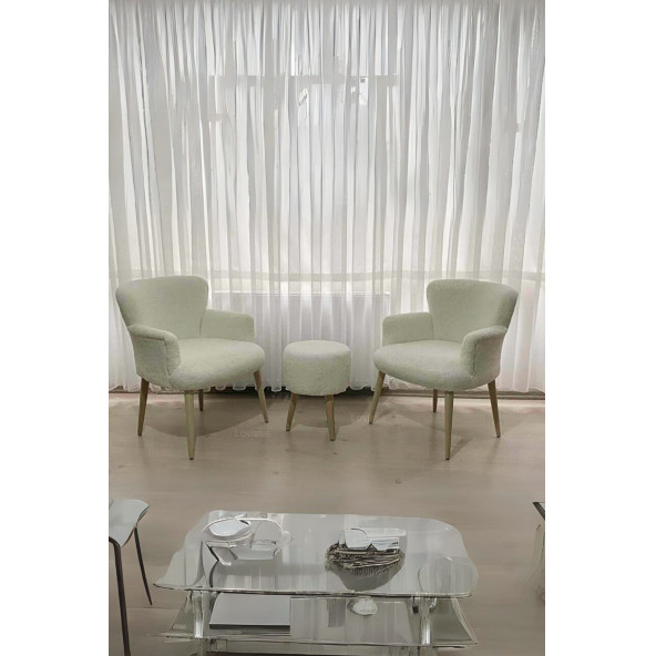 LOVİSSE HOME 3lü Berjer Set Tekli Koltuk Balkon, Ofis, Bekleme, Güzellik Merkezi, Çay Seti - 2