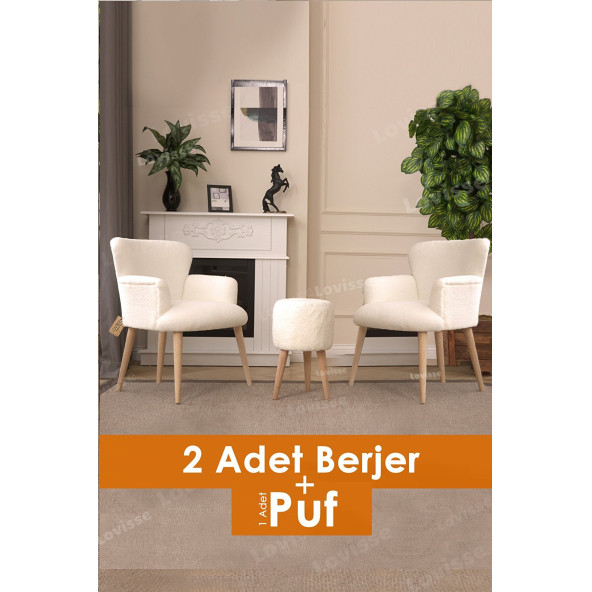 LOVİSSE HOME 3lü Berjer Set Tekli Koltuk Balkon, Ofis, Bekleme, Güzellik Merkezi, Çay Seti