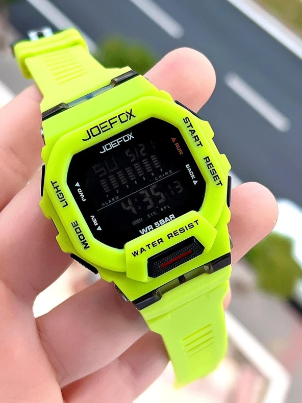 Joefox G-SHOCK Kasa Yeşil/Siyah Digital 5 Atm Suya Dayanıklı 2 Yıl Garantili Spor Kol Saati J-GS08 - Resim 2