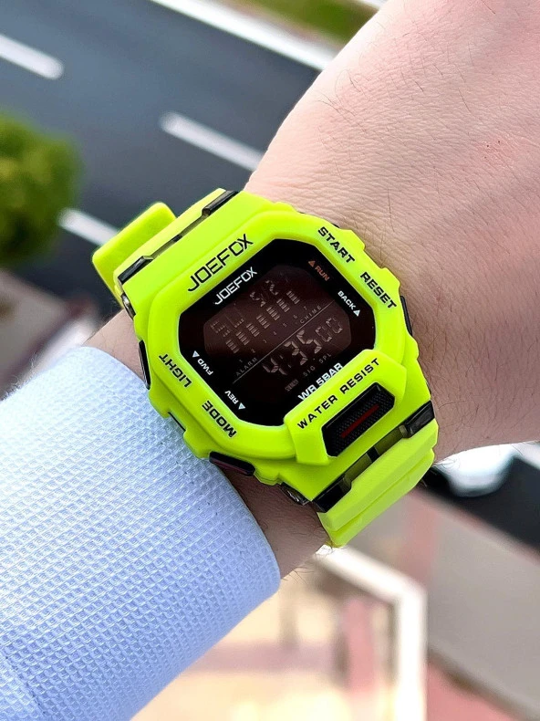 Joefox G-SHOCK Kasa Yeşil/Siyah Digital 5 Atm Suya Dayanıklı 2 Yıl Garantili Spor Kol Saati J-GS08 - Resim 3