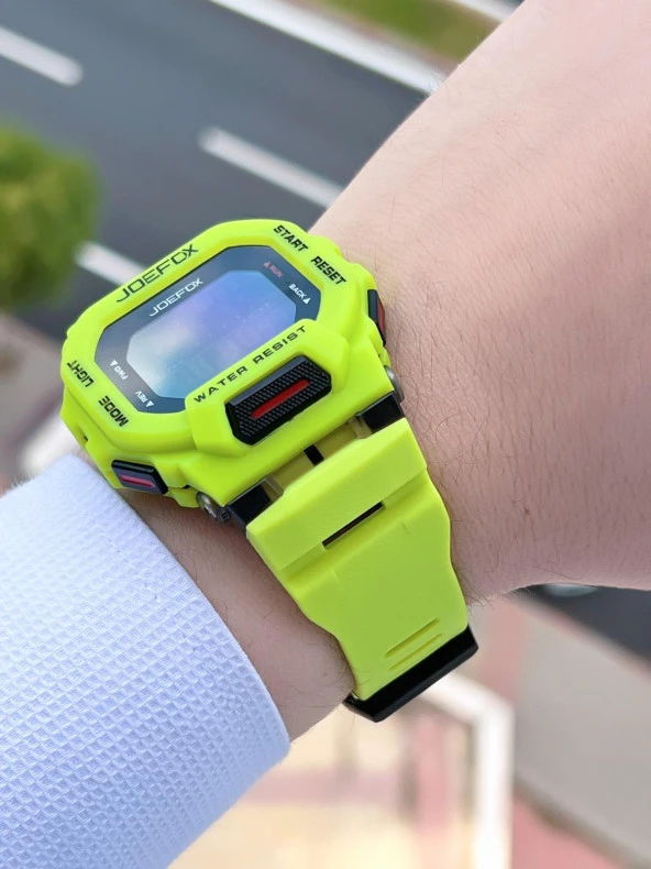 Joefox G-SHOCK Kasa Yeşil/Siyah Digital 5 Atm Suya Dayanıklı 2 Yıl Garantili Spor Kol Saati J-GS08 - Resim 5