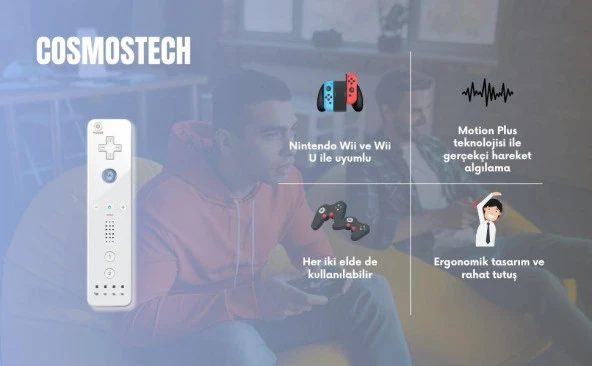 Cosmostech Nintendo Wii Uyumlu Remote Motion Plus 2 in 1 Controller Gamepad Oyun Kolu - 5