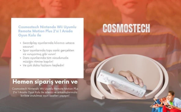 Cosmostech Nintendo Wii Uyumlu Remote Motion Plus 2 in 1 Controller Gamepad Oyun Kolu - 6