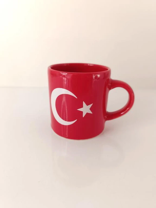 Bardak Seramik Kupa Türk Bayrak Ay Yıldız Çay Kahve Su 180 ML