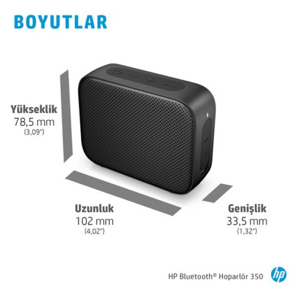 HP 350 Kablosuz Bluetooth Hoparlör Siyah - 3