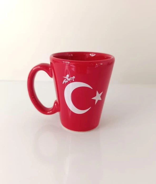 Bardak 200 ml Seramik Kupa Türk Bayrak Ay Yıldız Çay Kahve Su