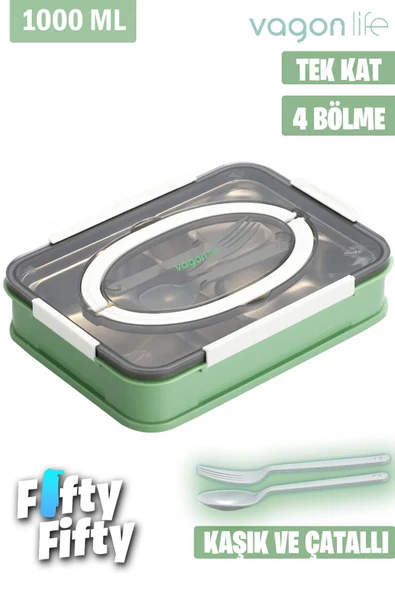 Vagonlife Bento Lunch Box Ofis-Okul İçin Yeni Nesil Tek Kat 4 Bölme Sefer Tası- FFLBOX2201 - 8