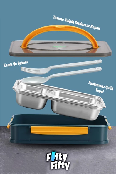 Vagonlife Bento Lunch Box Ofis-Okul İçin Yeni Nesil Tek Kat 4 Bölme Sefer Tası- FFLBOX2201 - 9