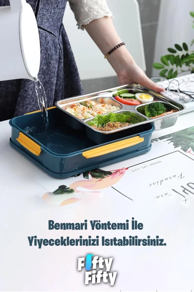 Vagonlife Bento Lunch Box Ofis-Okul İçin Yeni Nesil Tek Kat 4 Bölme Sefer Tası- FFLBOX2201 - 10