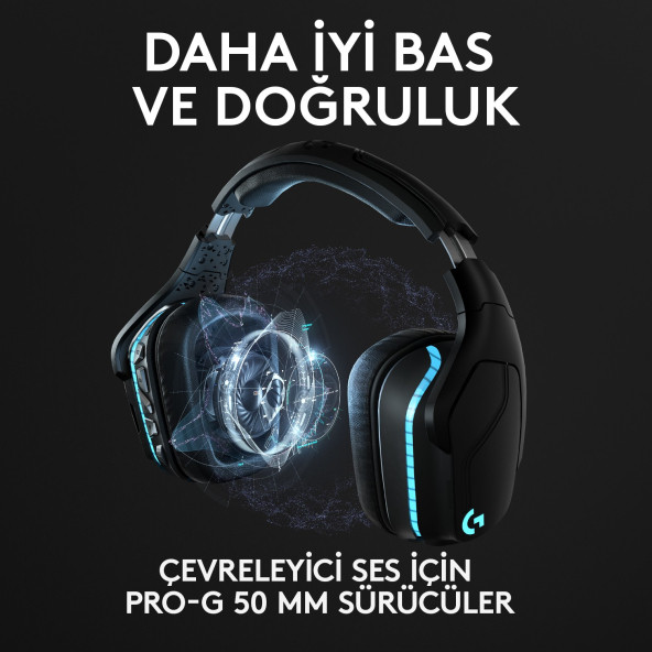 Logitech G935 Lightsync RGB 7.1 Kablosuz Mikrofonlu Kulak Üstü Oyuncu Kulaklığı - 3