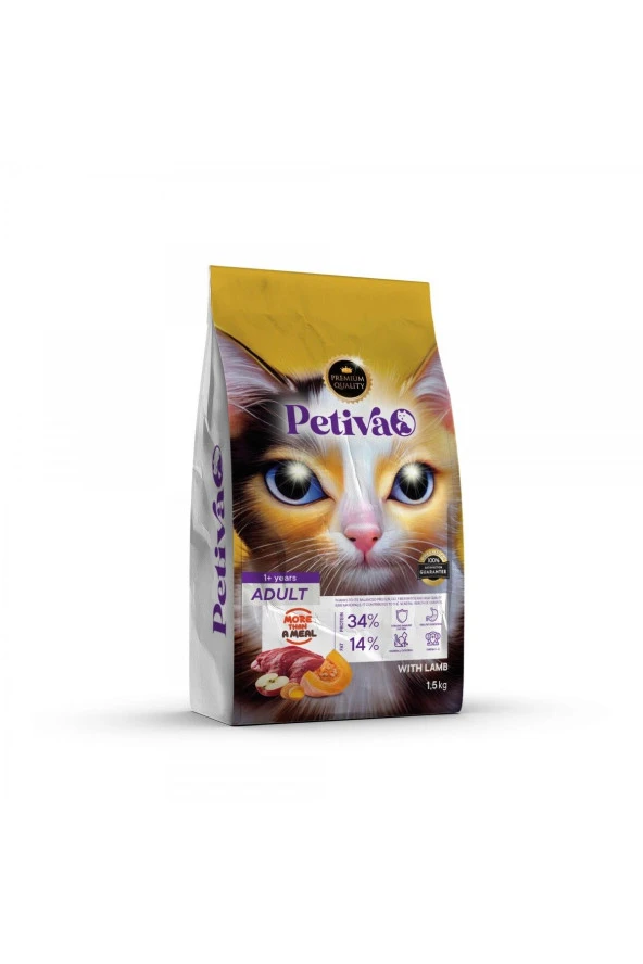 Petiva Yetişkin Kuzu Etli Kedi Maması 1,5 Kg