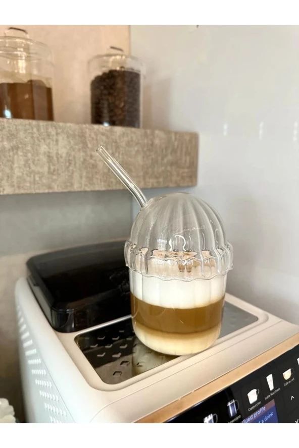 2 Adet Kapaklı Pipetli Pinterest Bardak  Soğuk Kahve Ve Sunum Bardağı  430 ml - 4