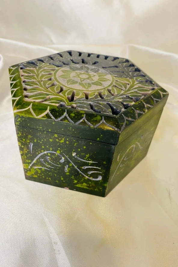 Doğal Taş Obsidyen Mücevher Kutusu El işi - 2