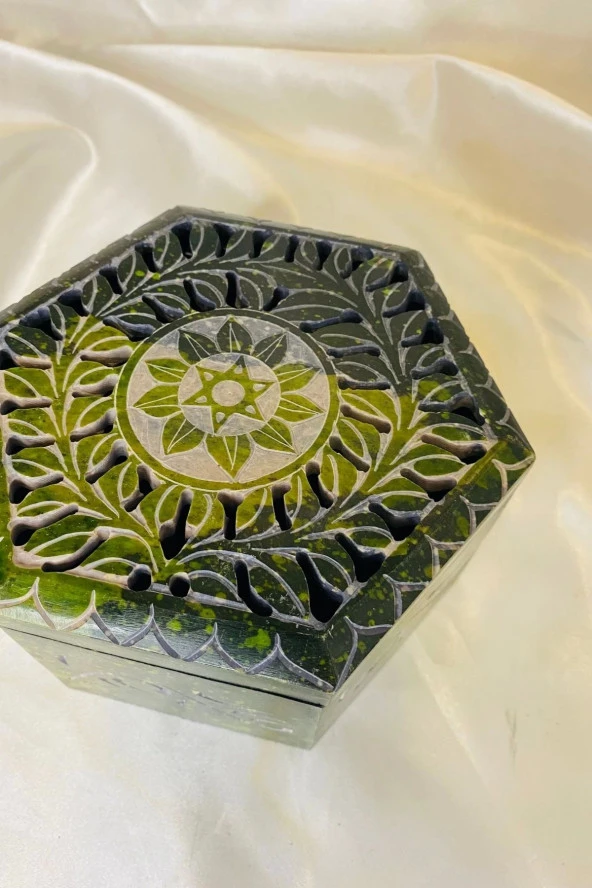 Doğal Taş Obsidyen Mücevher Kutusu El işi - 3