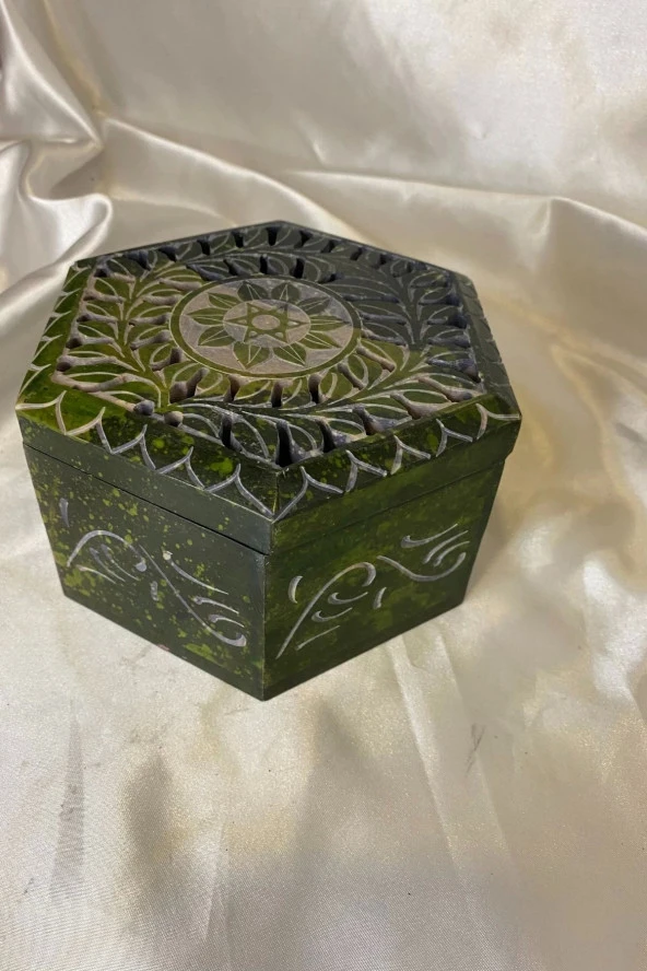 Doğal Taş Obsidyen Mücevher Kutusu El işi - 4