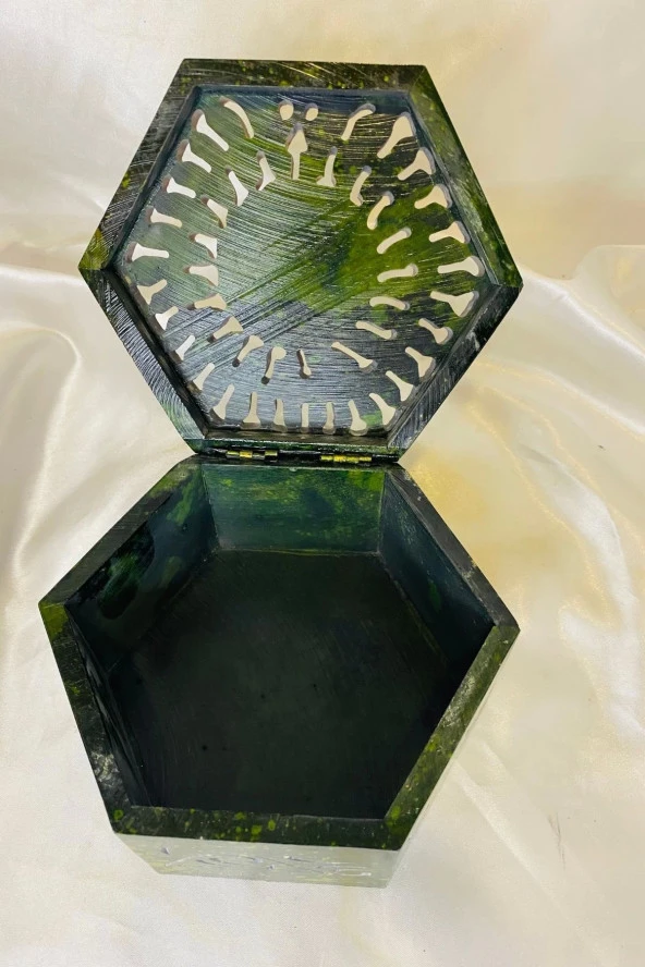 Doğal Taş Obsidyen Mücevher Kutusu El işi - 5