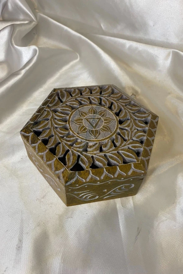 Doğal Taş Obsidyen Mücevher Kutusu El işi Kahve - 3