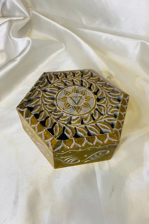 Doğal Taş Obsidyen Mücevher Kutusu El işi Kahve - 4