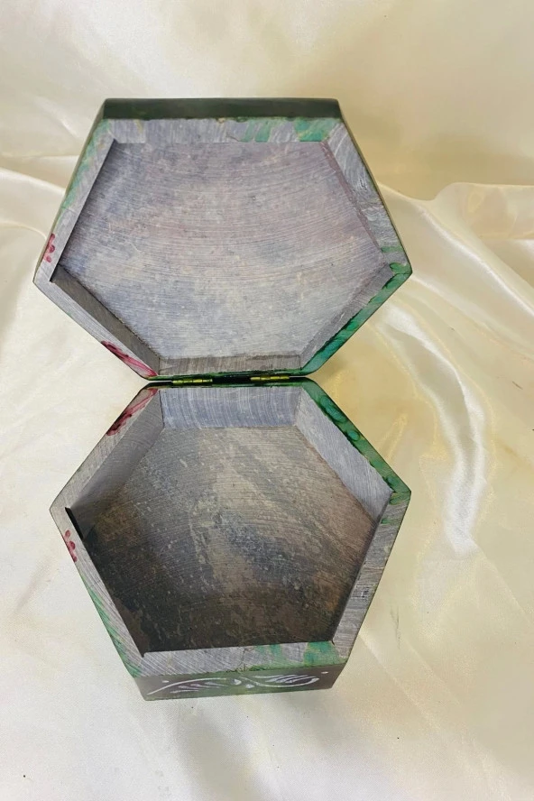 Doğal Taş Obsidyen Mücevher Kutusu El işi Yeşil Lotus - 3