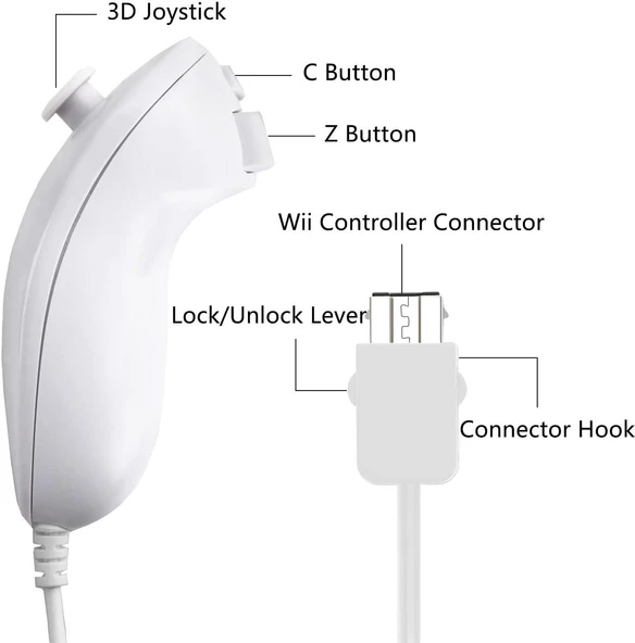Cosmostech Nintendo Wii Uyumlu Nunchuk Controller Oyun Kolu Gamepad - 2