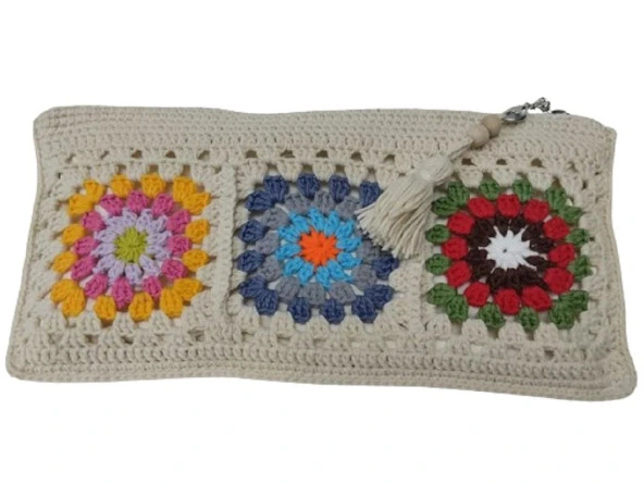 Motifli Clutch Örgü El Çantası