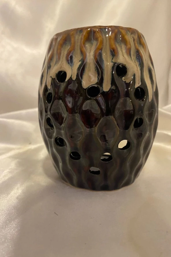 Buhardanlık Seramik Buhurdanlık Büyük Koyu Kahve - 5