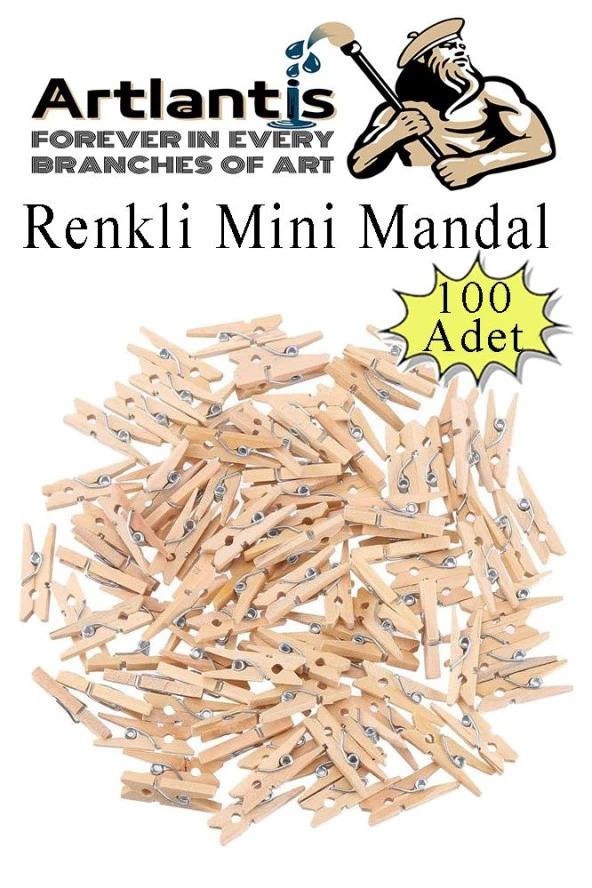 Naturel Mini Mandal Ahşap 100 Adet Renksiz Minik Mandal Dekoratif Süsleme Fotoğraf Asma Mandalı Dekarasyon