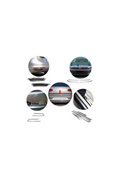 VW Passat B8 Krom Set 12 Parça 2015-2019 Model Arası Uyumlu Paslanmaz Çelik - Resim 2