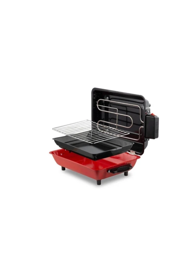 İnova Büyük Boy 40x30 cm Elektrikli Izgara Barbekü Mangal Kebapçı Balıkçı Emaye Gövdeli + Emaye Tepsili