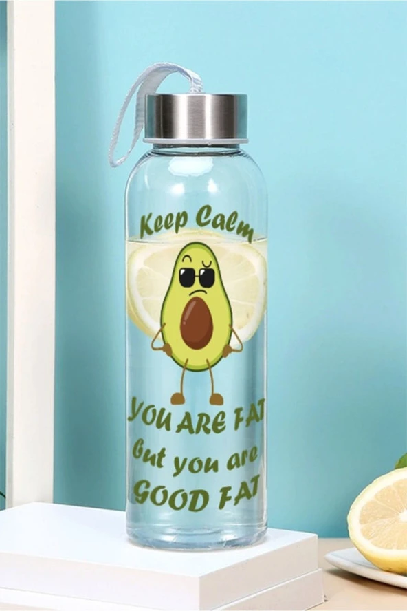 500 Ml Matara - Avokado Desen Motivasyon Matarası - Sticker Hediy