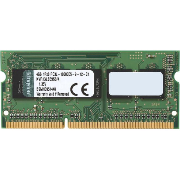 Kingston 4GB ECC Unbuffered DDR3 1333 (PC3 10600)  KVR13LSE9S8/4 Notebook Server Ram Bellek