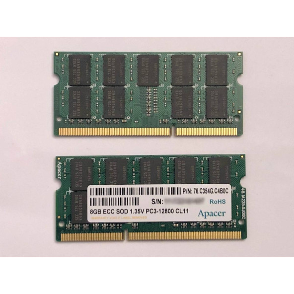 Apacer 8GB EEC SOD 1.35V PC3-12800 CL11 SO-DIMM 76.C354G.C4B0C  SERVER RAM BELLEK - 1