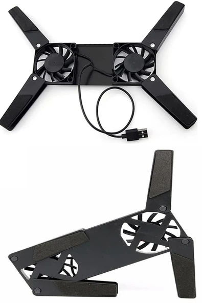 2 Fanlı Notebook Soğutucu Portatif Katlanabilir Laptop Soğutucu Fan Usbli Stand Bilgisayar Fanı - 3