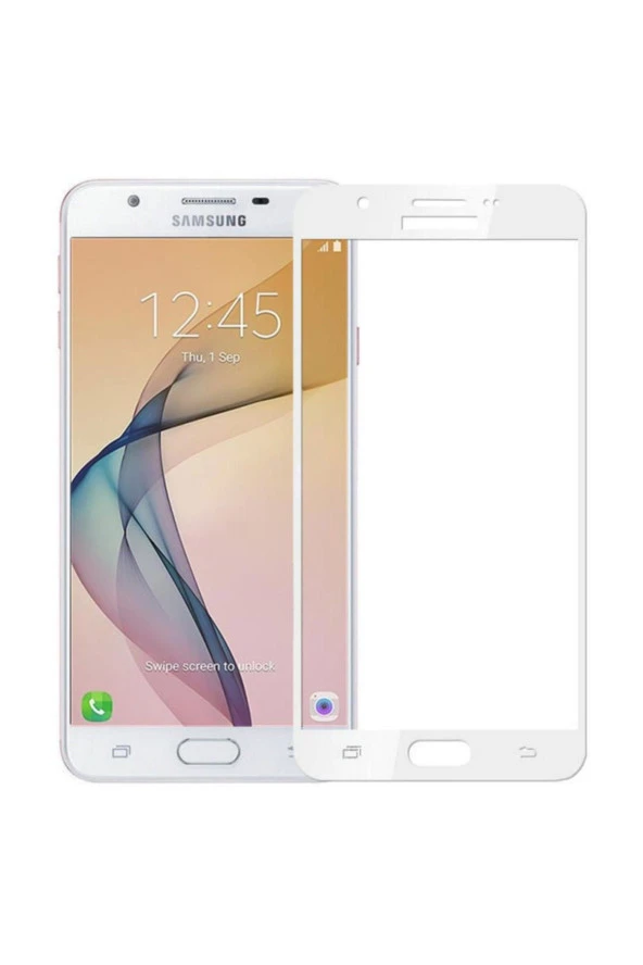 Samsung Galaxy J7 Prime 3D Kavisli Temperli Cam Ekran koruyucu Kırılmaz Film Beyaz