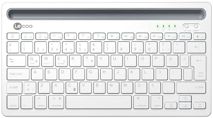 Lenovo Lecoo BK100 Çoklu Cihaz ile Uyumlu Şarj Edilebilir Akıllı Uyku Modlu Telefon/Tablet Tutucu Kart Yuvası 40 Saat Çalışma 78 Tuş Kompakt Ultra İnce Kablosuz Bluetooth QWERTY Türkçe Q Klavye Gri - 10