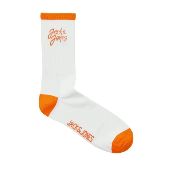 Jack & Jones 12252044 Jaccal Logo Tennis Sock Beyaz-Turuncu