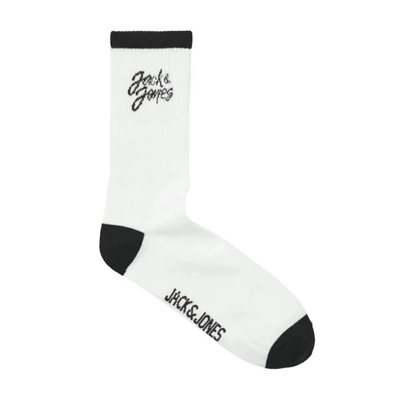 Jack & Jones 12252044 Jaccal Logo Tennis Sock Beyaz-Siyah