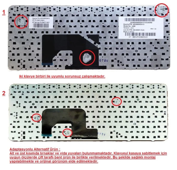 Hp Mini 210T-1000 -1000VT 210-1000 CTO 210-1032CL Klavye (Siyah TR) - Resim 4