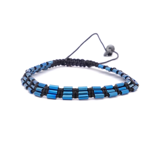 Mavi Hematit Doğal Taş Asansörlü Erkek Bileklik  EBLK-201 ürün görseli