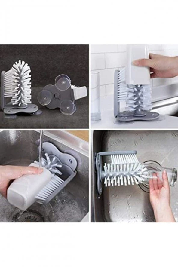 Vantuzlu Bardak Kavanoz Yıkama Fırçası Elde Bulaşık Yıkama Aparatı - 2