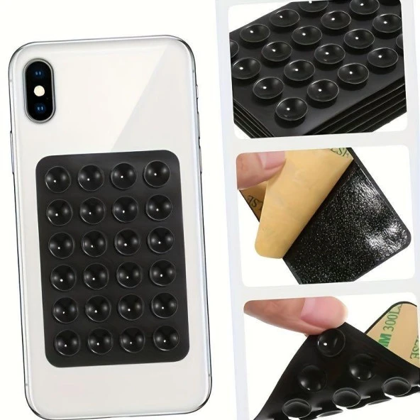 Vakumlu Telefon Tutucu 3 Adet Siyah, Sarı, Mavi - 2