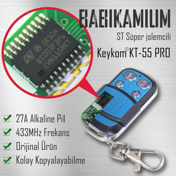 KT-55 Pro Süper İşlemcili Garaj Kepenk Bariyer Kapı Oto Alarm 433MHz Programlanabilir Akıllı Kumanda