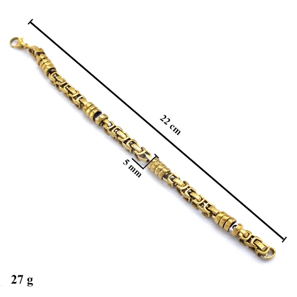 Altın Kaplama Kral Model Erkek Bileklik EBLK- 275 - Resim 3