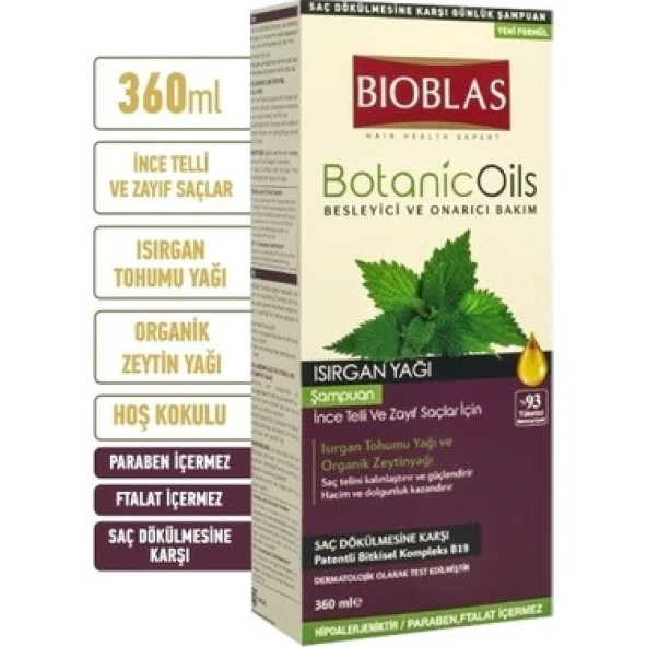 Bioblas Botanic Oils Isırgan Yağlı Saç Dökülmesine Karşı Şampuan 360 ml