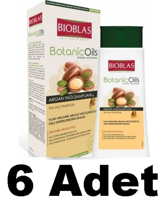 Bioblas Botanic Oils Argan Yağlı Saç Dökülmesine Karşı Şampuan 360 ml 6 Adet