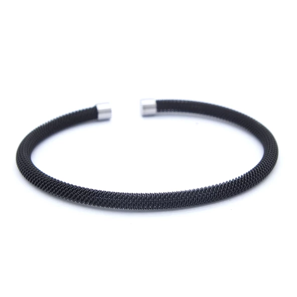 316L Çelik Siyah Erkek Kelepçe Bileklik EBLK-430 - Resim 4