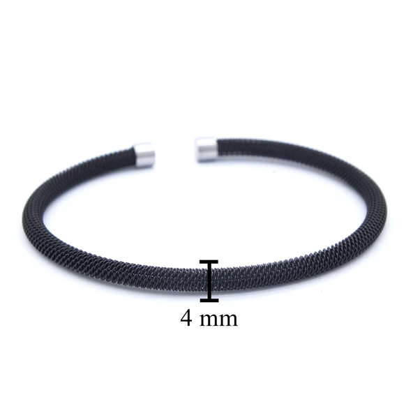 316L Çelik Siyah Erkek Kelepçe Bileklik EBLK-430 - Resim 3