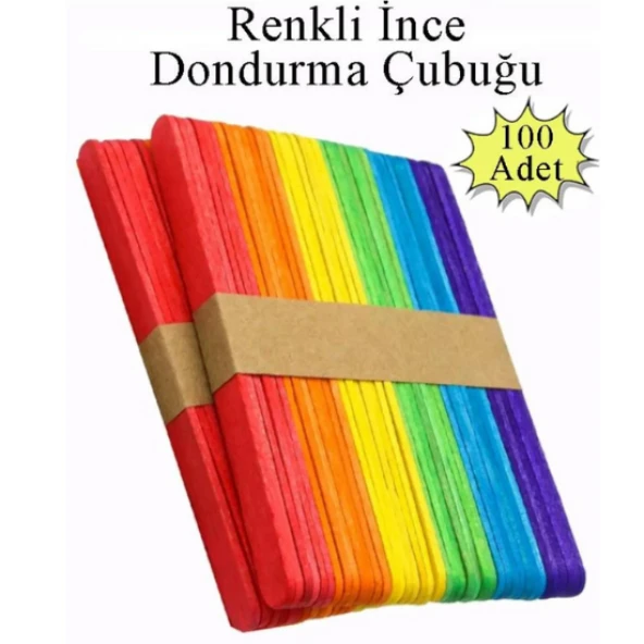 Renkli Dar Dil Çubuğu 100 Adet abeslang en 1cm ,boy 11.4 cm