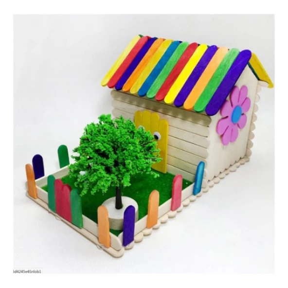 Renkli Dar Dil Çubuğu 100 Adet abeslang en 1cm ,boy 11.4 cm - Resim 3