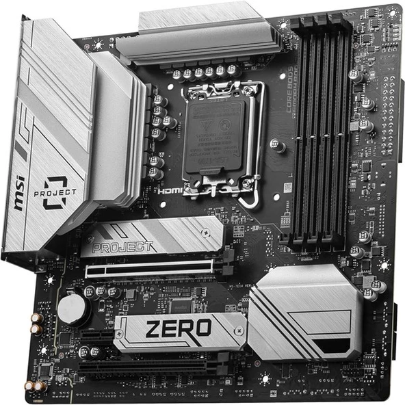 MSI B760M PROJECT ZERO WIFI-6E DDR5  HDMI-DP PCIE 4.0 1700P MATX - Resim 3